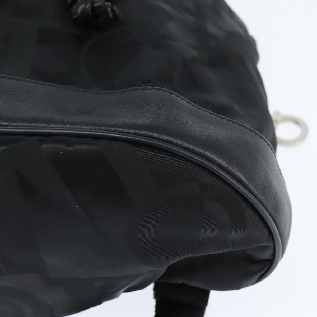 Salvatore Ferragamo Flap Buckle Backpack Printed Neoprene, Black, Nylon, Backpack