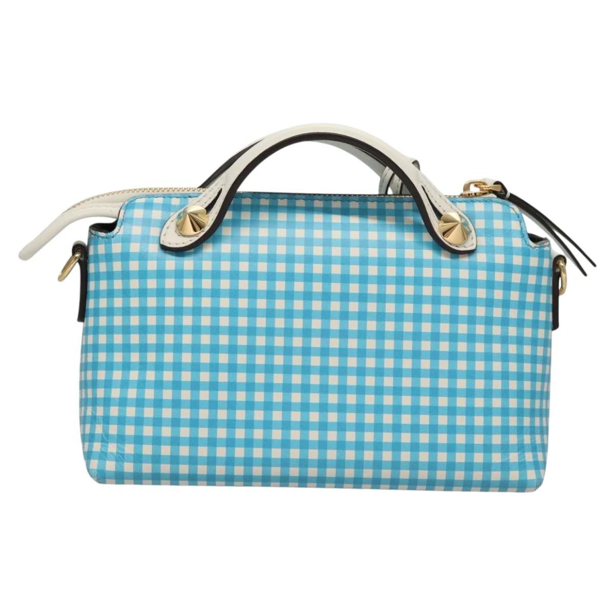 Fendi By The Way Satchel Printed Leather, BLUE, LEATHER, Handbag