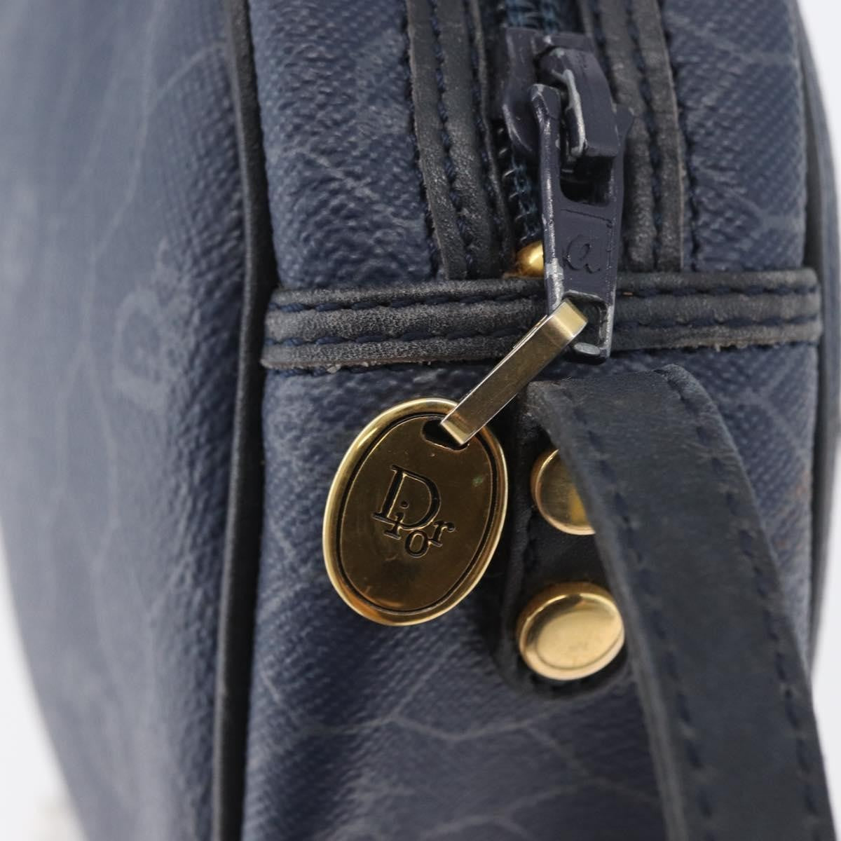 Christian Dior Vintage Honeycomb Shoulder Bag Canvas, NAVY, CANVAS, Shoulder bag
