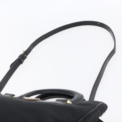 Prada Convertible Top Handle Tote Tessuto with Vernice Saffiano Leather, BLACK, NYLON, Handbag