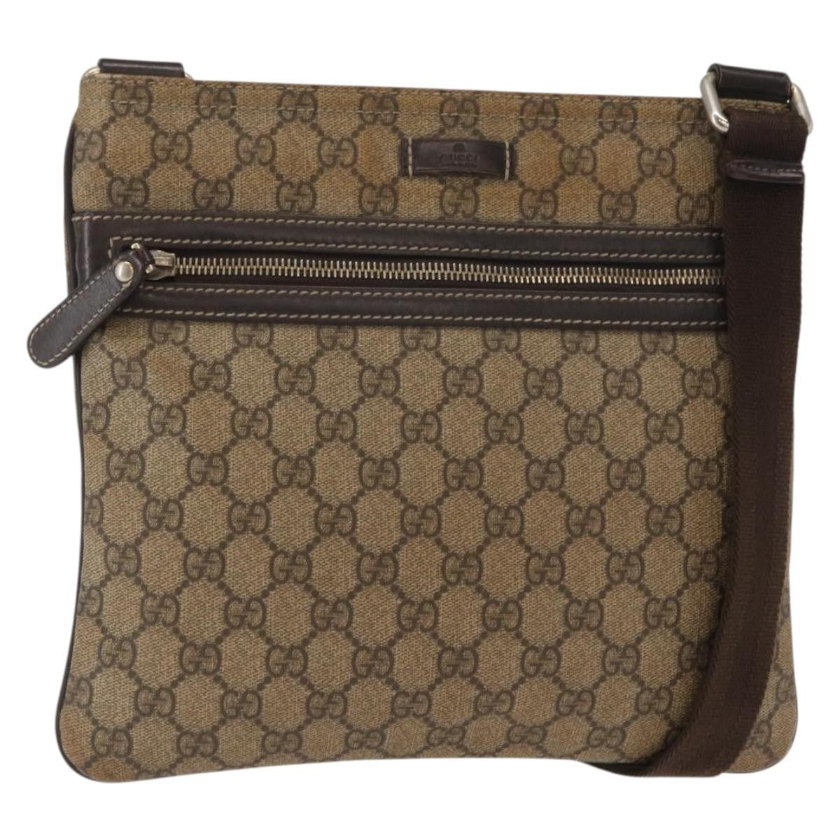 Gucci Flat Messenger Bag GG Coated Canvas, BEIGE, PVC, Shoulder bag