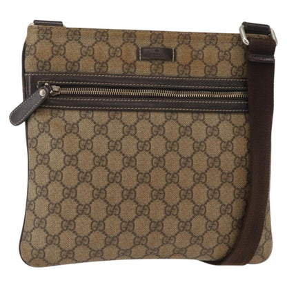 Gucci Flat Messenger Bag GG Coated Canvas, BEIGE, PVC, Shoulder bag