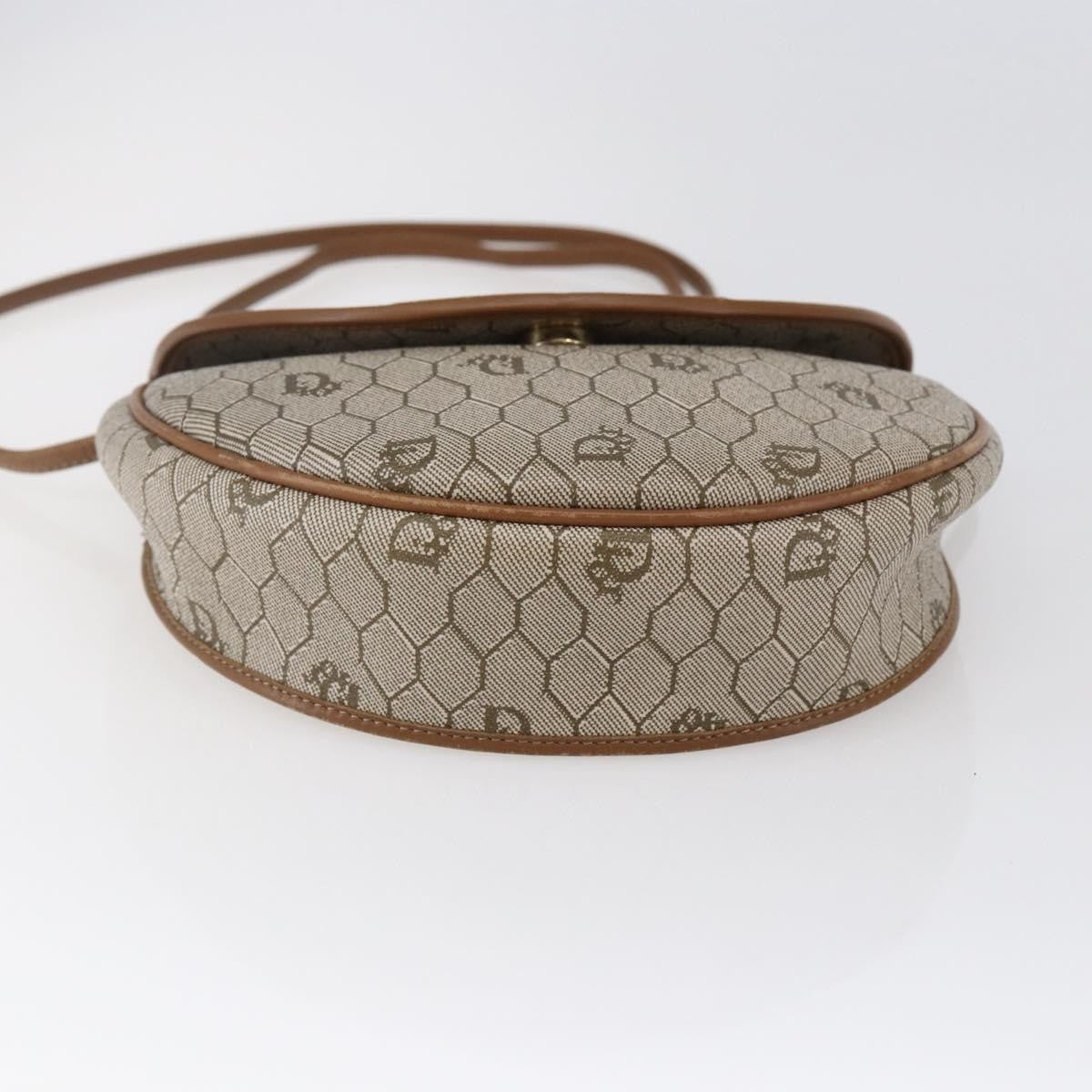 Christian Dior Vintage Honeycomb Flap Crossbody Bag Coated Canvas, BEIGE, CANVAS, Shoulder bag