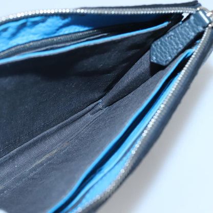 Fendi Selleria Zip Pouch Leather, BLACK, LEATHER, Clutche & pouche