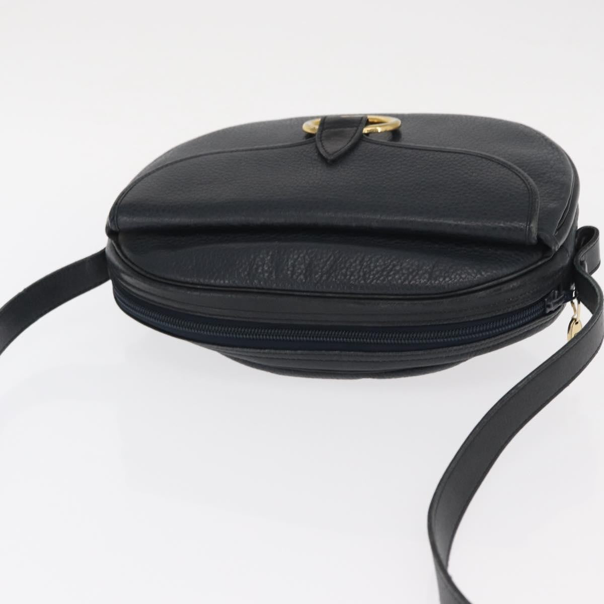 Christian Dior Vintage Shoulder Bag Leather, NAVY, LEATHER, Shoulder bag