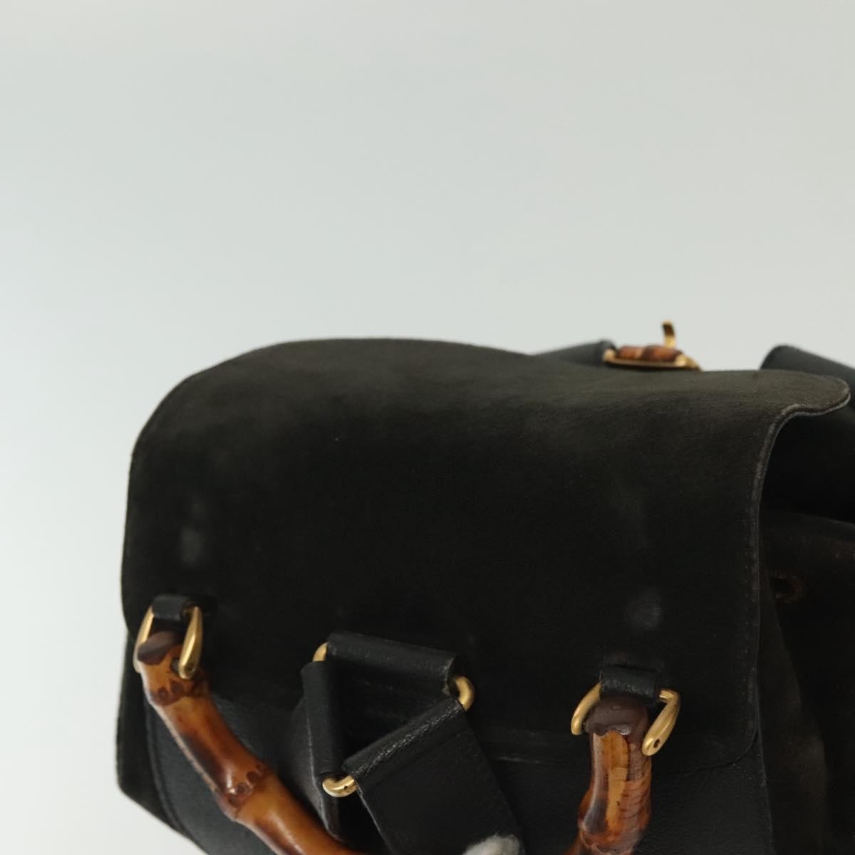 Gucci Bamboo Tassel Backpack Suede, BLACK, SUEDE, Backpack