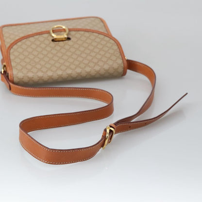 Celine Vintage Macadam Shoulder Bag Canvas and Leather, Beige, Canvas, Shoulder Bag