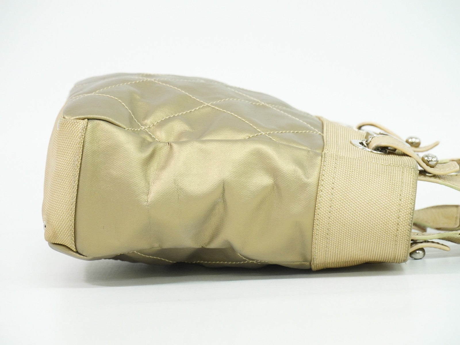 Chanel Biarritz Tote Quilted Coated Canvas, METALLIC, CANVAS, Tote bag
