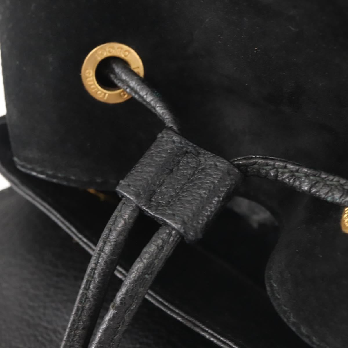 Gucci Vintage Bamboo Backpack Suede, BLACK, SUEDE, Backpack