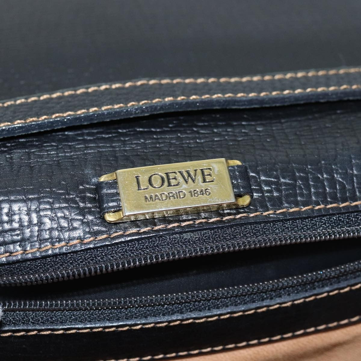 Loewe Barcelona Shoulder Bag Leather, BLACK, LEATHER, Handbag