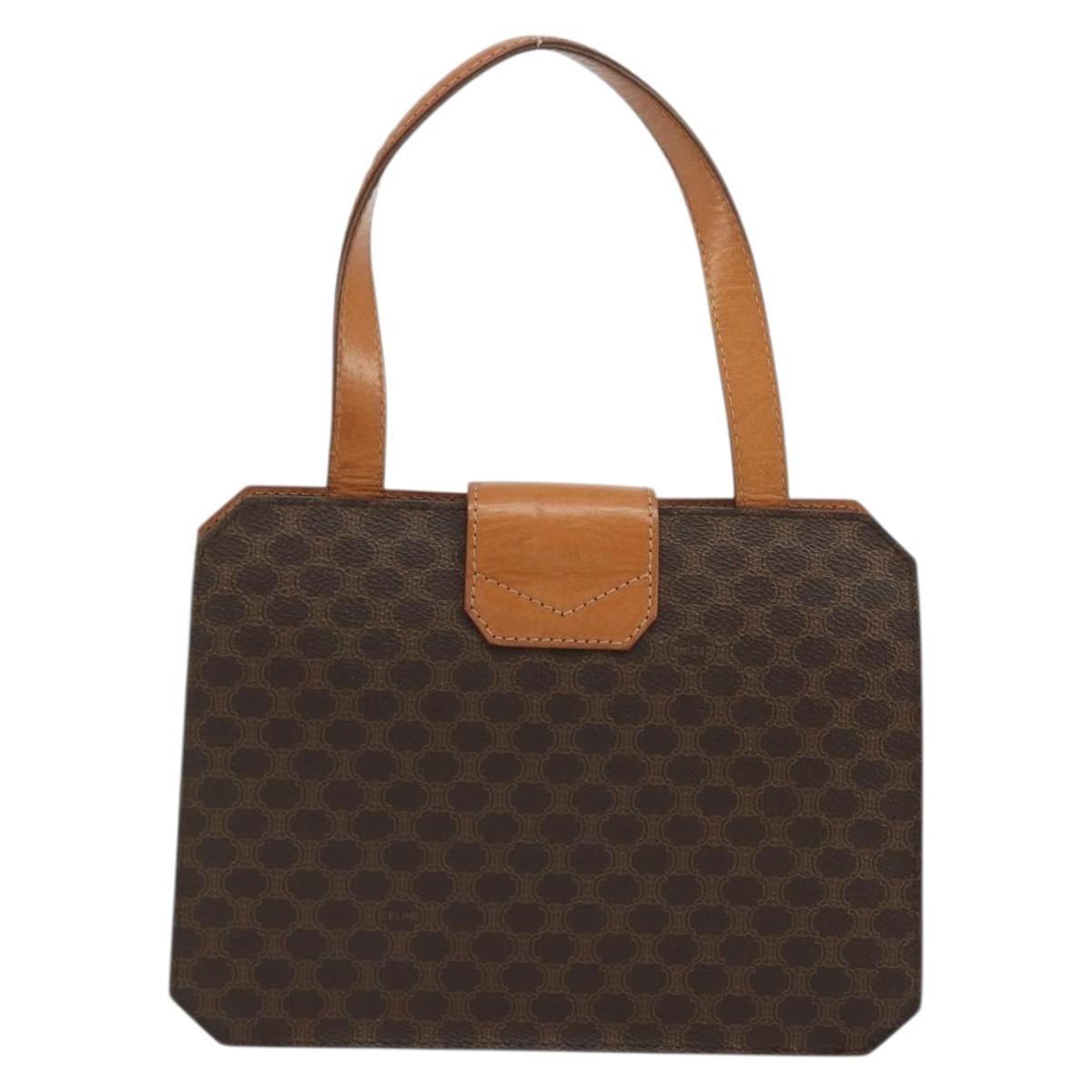 Celine Vintage Macadam Handbag Canvas, Brown, Canvas, Handbag