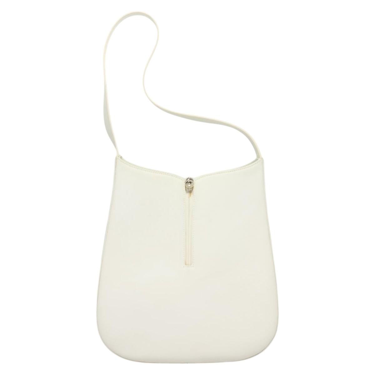 Salvatore Ferragamo Gancini Shoulder Bag Leather, WHITE, LEATHER, Shoulder bag