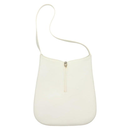 Salvatore Ferragamo Gancini Shoulder Bag Leather, WHITE, LEATHER, Shoulder bag