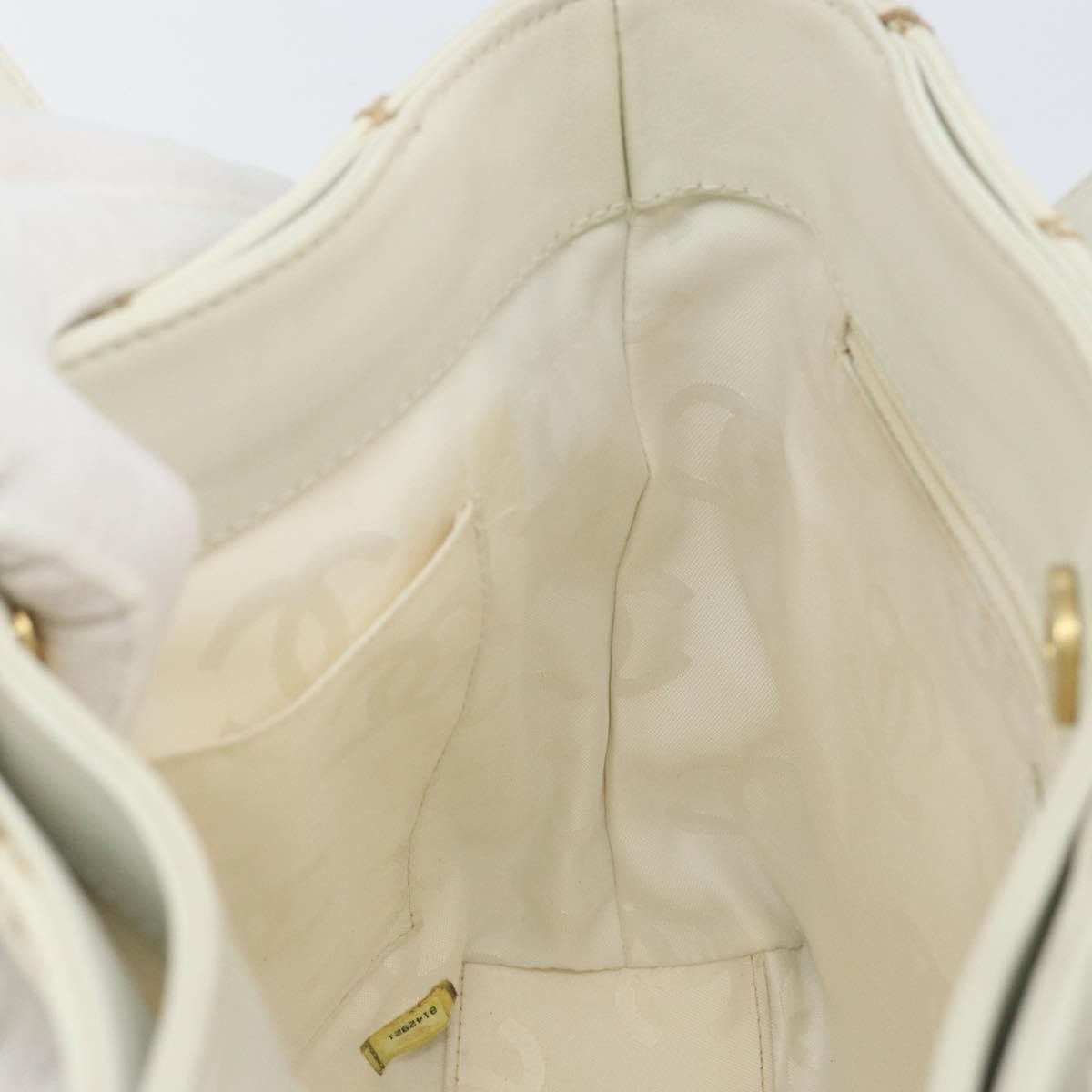 Chanel Surpique Tote Quilted Leather, WHITE, LEATHER, Tote bag