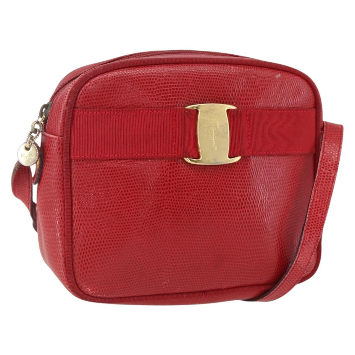 Salvatore Ferragamo Vara Bow camera Shoulder Bag Leather, RED, LEATHER, Shoulder bag