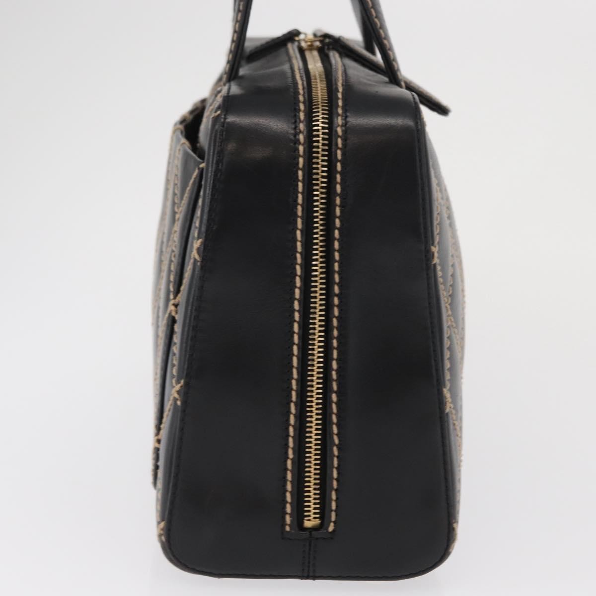 Chanel Surpique Boston Bag Quilted Leather, BLACK, LEATHER, Travel bag