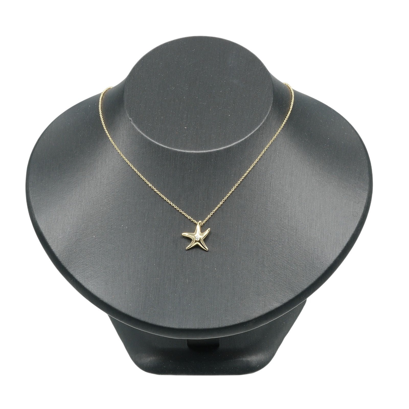 Tiffany & Co. Elsa Peretti Starfish Pendant Necklace 18K Yellow Gold with Diamonds, Gold, Yellow Gold, Necklace