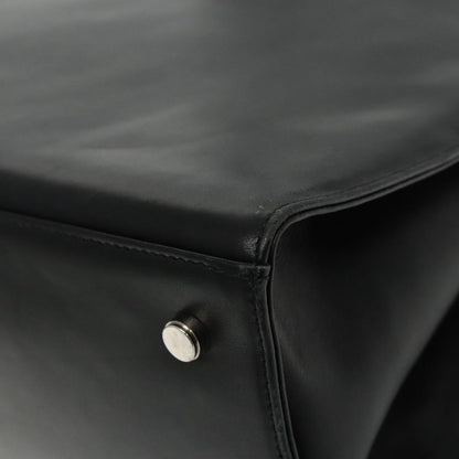 Salvatore Ferragamo Gancini Shoulder Bag Leather, BLACK, LEATHER, Tote bag