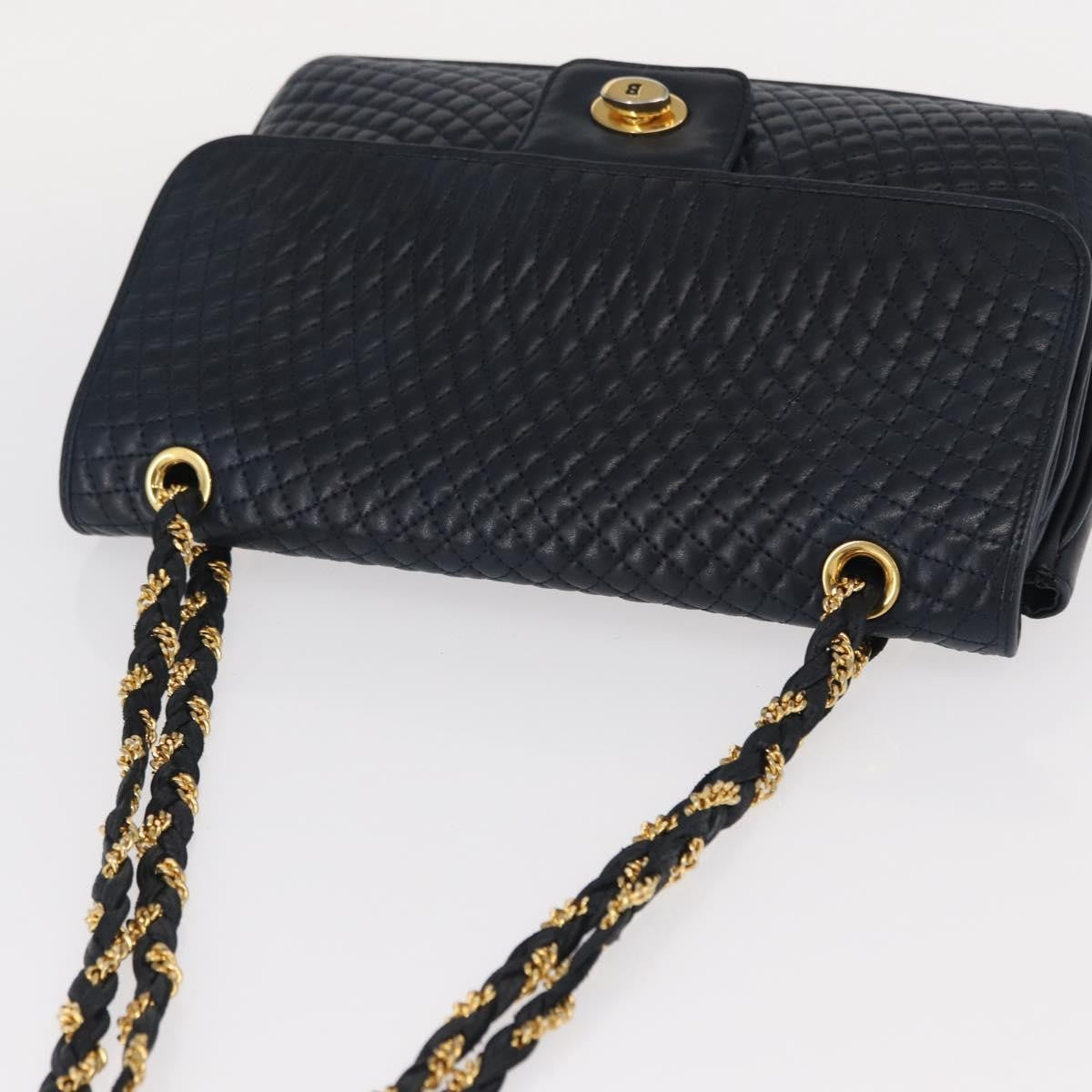 Bally Vintage Shoulder Bag Leather, Navy, Leather, Shoulder Bag