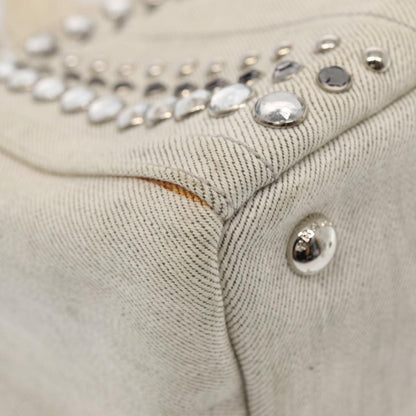 Prada Canapa Tote Rhinestone Embellished Canvas, GRAY, CANVAS, Tote bag
