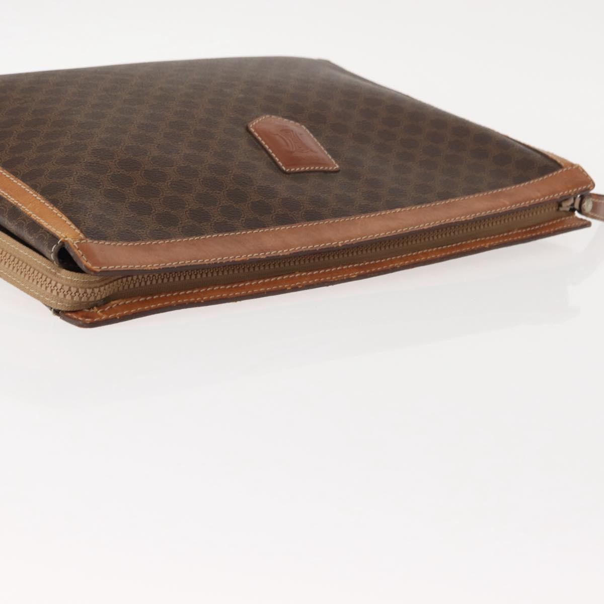 Celine Macadam Pochette Canvas and Leather, BROWN, CANVAS, Clutche & pouche