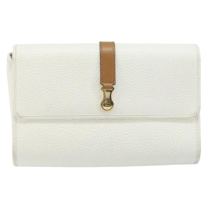 Christian Dior Vintage CD Logo Shoulder Bag Leather, WHITE, LEATHER, Shoulder bag