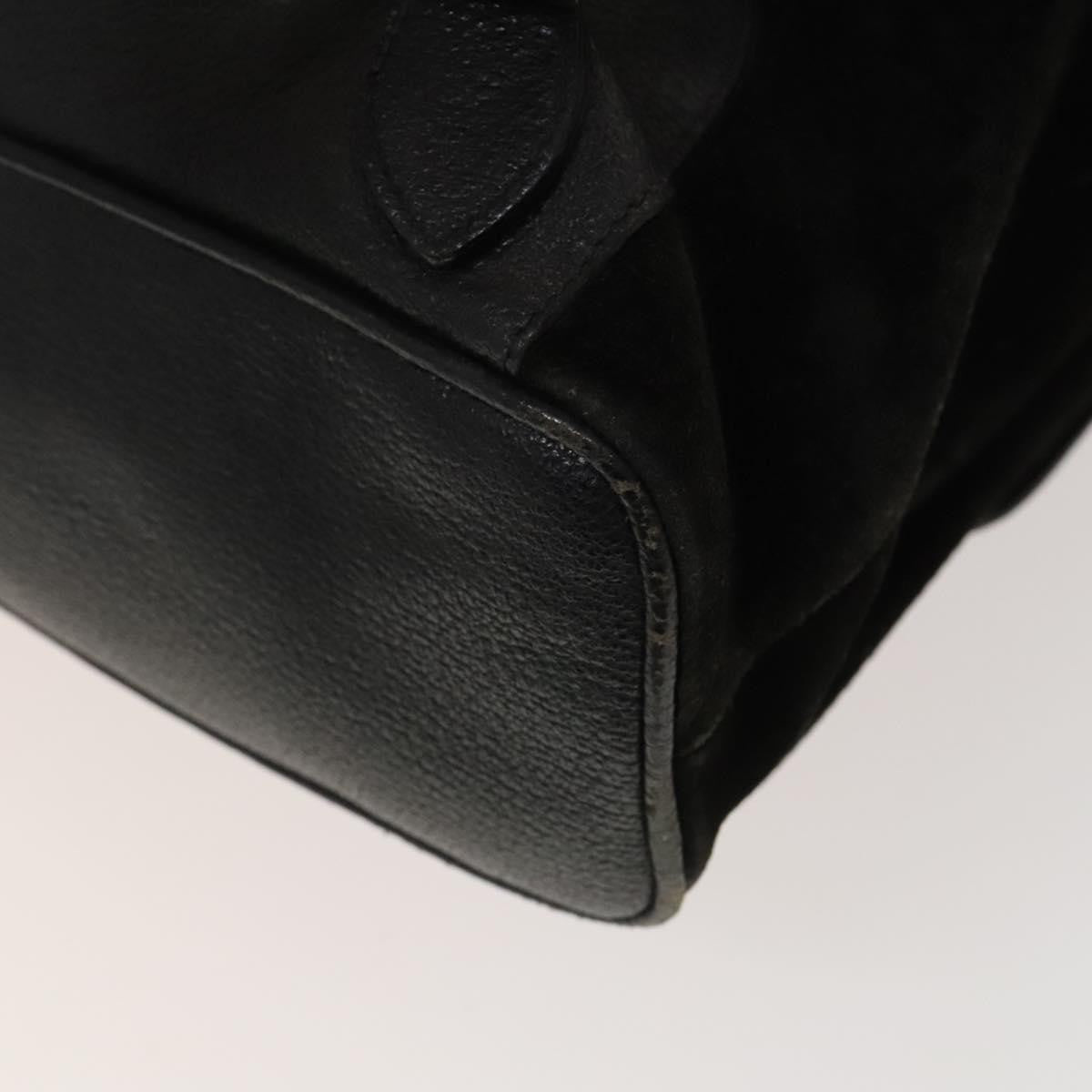 Gucci Vintage Bamboo Backpack Suede and Leather, Black, Suede, Backpack
