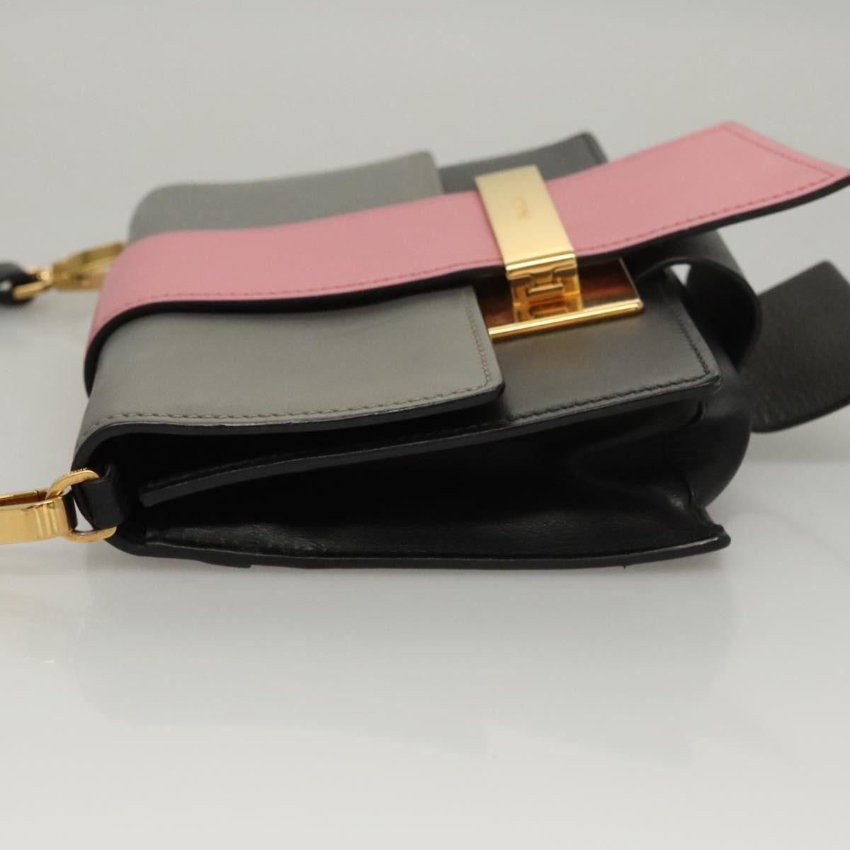Prada Metal Ribbon Shoulder Bag City Calfskin, GRAY, LEATHER, Shoulder bag