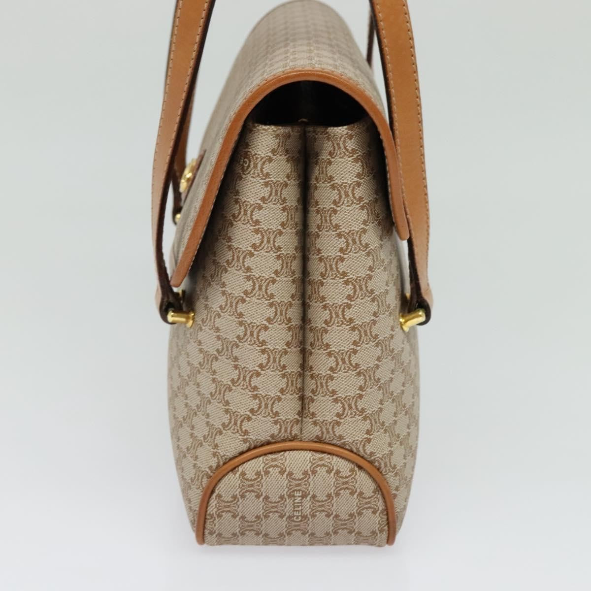 Celine Vintage Macadam Handbag Canvas and Leather, Beige, Canvas, Handbag