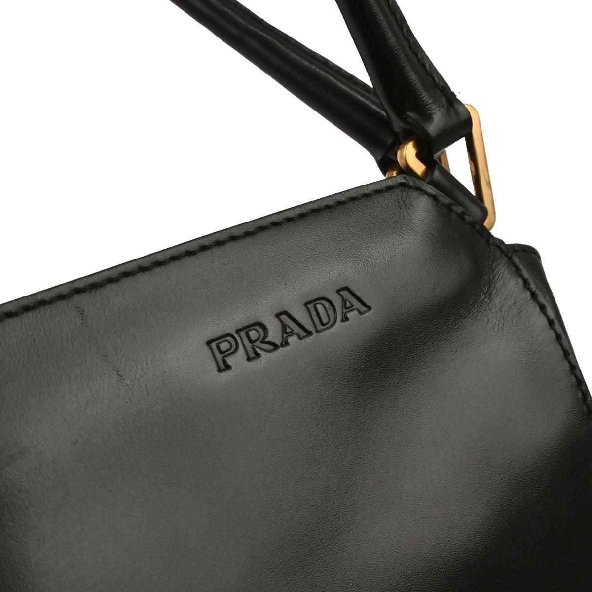 Prada Vintage Handbag Leather, BLACK, LEATHER, Handbag