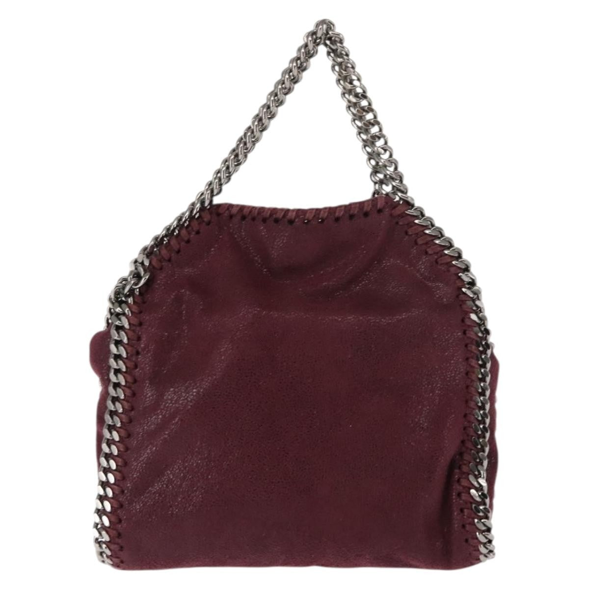 Stella McCartney Falabella Fold Over Crossbody Bag Shaggy Deer, Burgundy, Polyester, Shoulder Bag