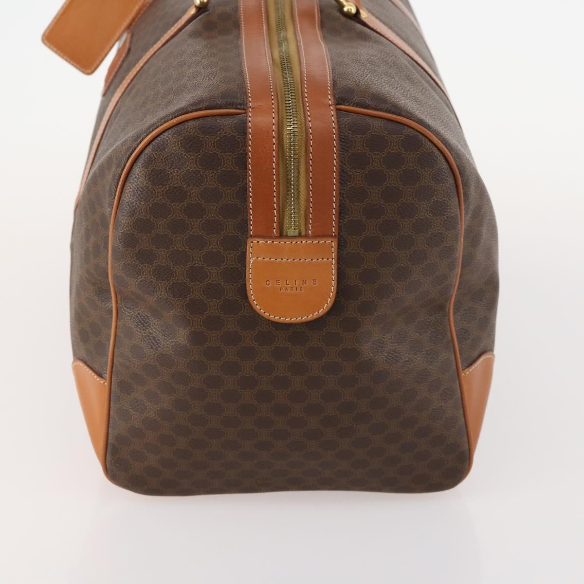 Celine Vintage Duffle Bag Canvas and Leather, Brown, Canvas, Travel Bag