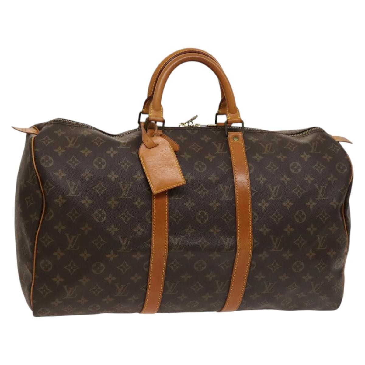 Louis Vuitton Keepall Bag Monogram Canvas, BROWN, CANVAS, Travel bag