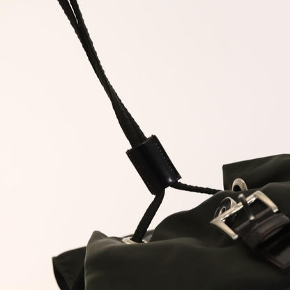 Prada Front Pocket Buckle Backpack Nylon, Khaki, Nylon, Backpack