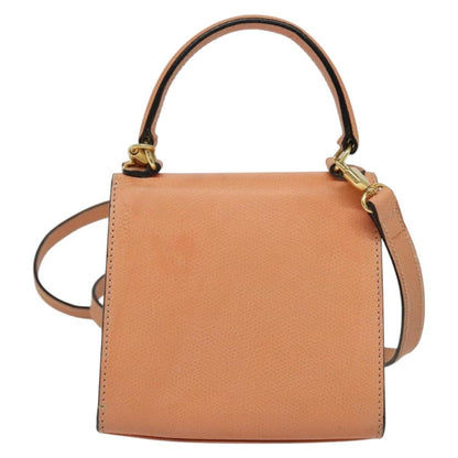 Celine Vintage Convertible Turnlock Top Handle Bag Leather, ORANGE, LEATHER, Handbag