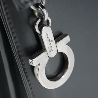 Salvatore Ferragamo Gancini handbag Leather, BLACK, LEATHER, Handbag