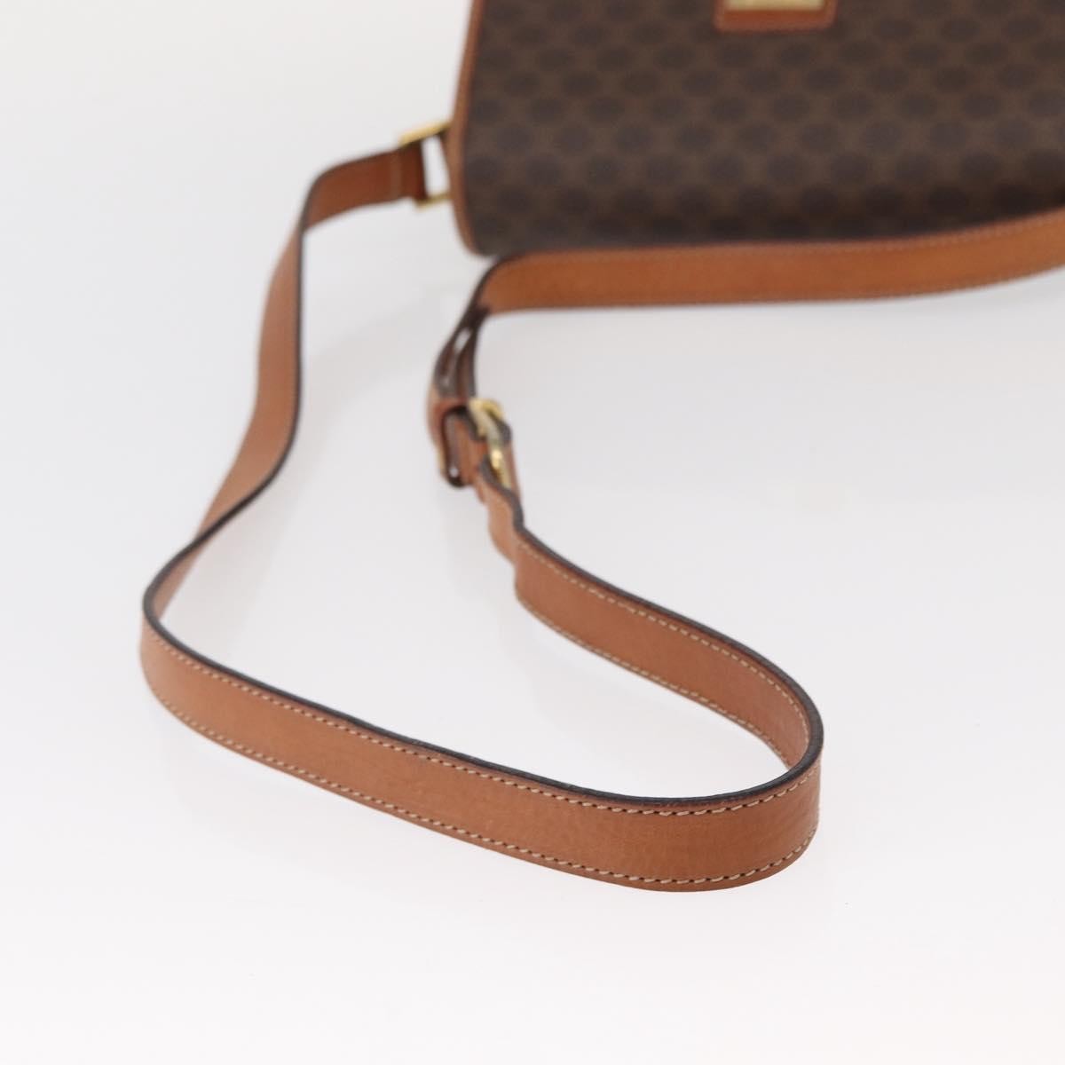 Celine Vintage Macadam Shoulder Bag Canvas and Leather, BROWN, CANVAS, Shoulder bag