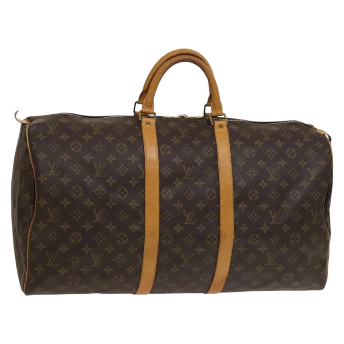 Louis Vuitton Keepall Bag Monogram Canvas, BROWN, CANVAS, Travel bag