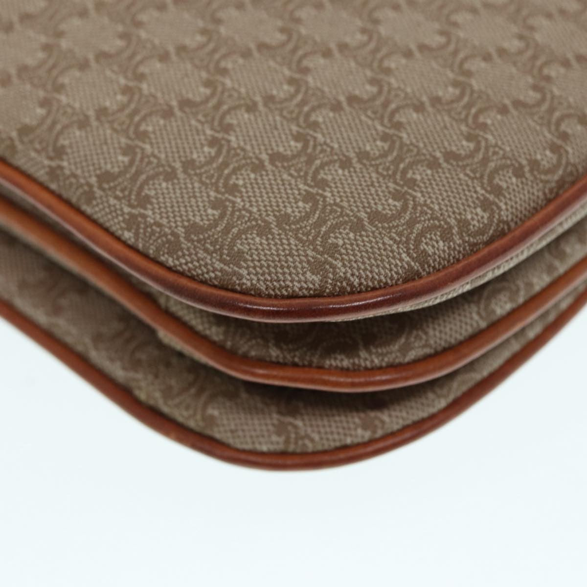 Celine Vintage Macadam Shoulder Bag Canvas and Leather, BEIGE, CANVAS, Shoulder bag