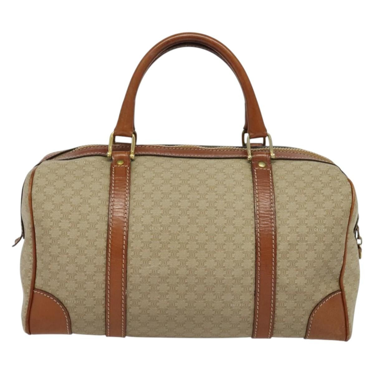 Celine Vintage Duffle Bag Macadam Coated Canvas, BEIGE, CANVAS, Travel bag