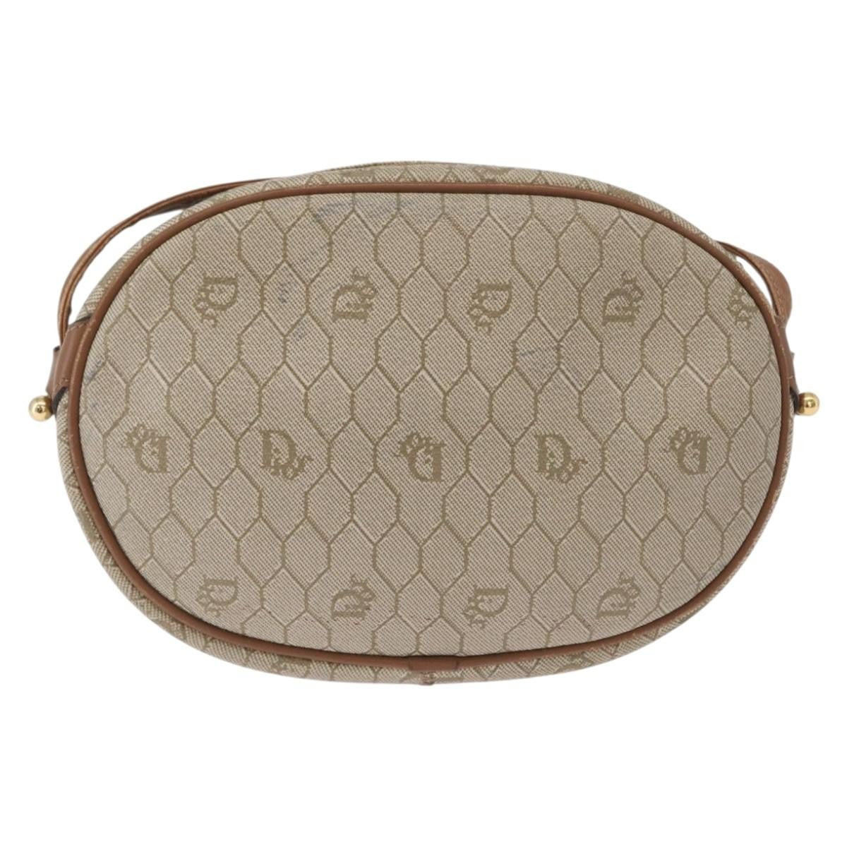 Christian Dior Vintage Honeycomb Shoulder Bag Canvas and Leather, BEIGE, CANVAS, Shoulder bag