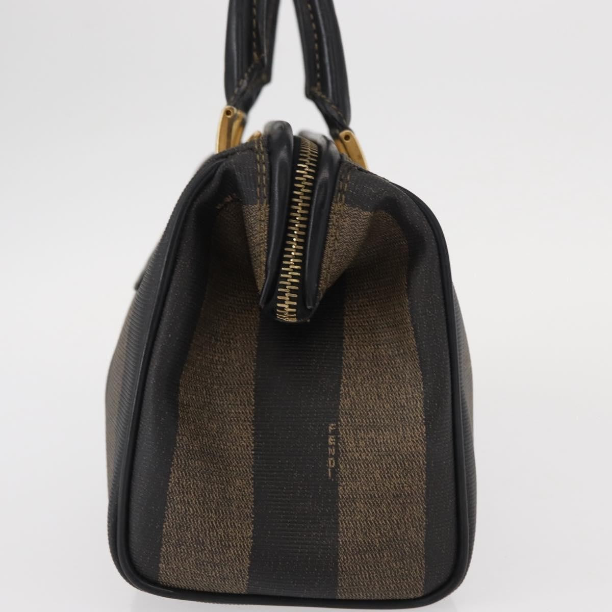 Fendi Vintage Pequin Convertible Boston Bag Coated Canvas, BROWN, CANVAS, Travel bag