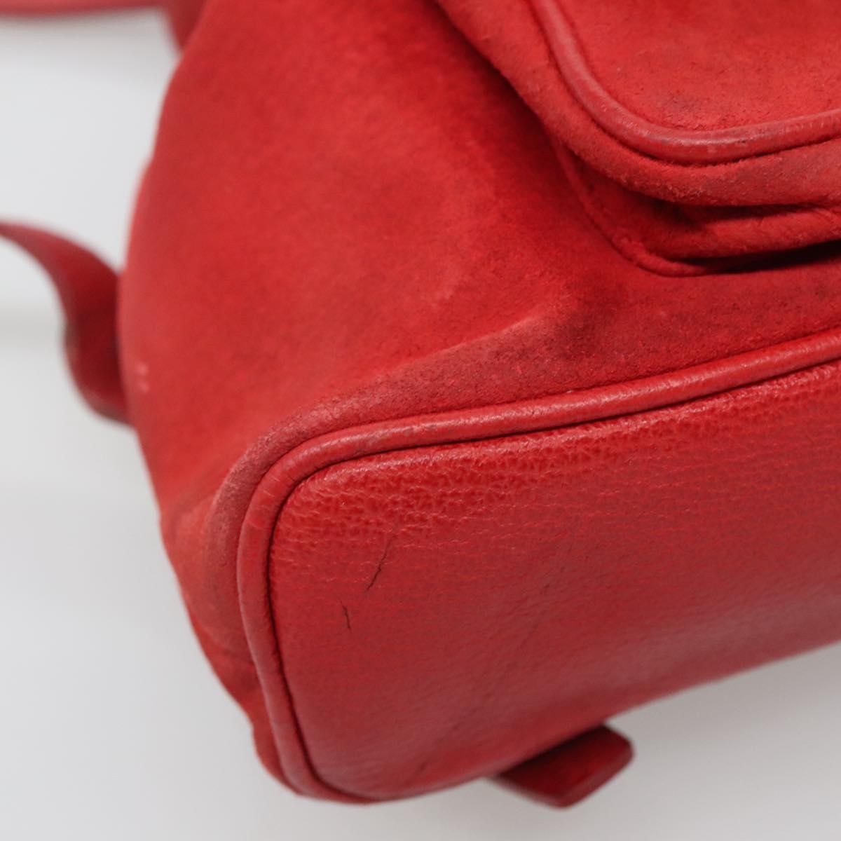 Gucci Vintage Bamboo Backpack Suede, RED, SUEDE, Backpack