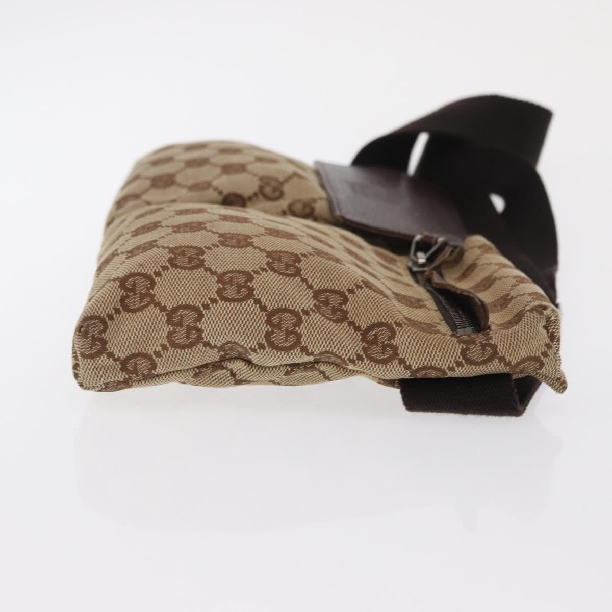 Gucci Vintage Double Belt Bag GG Canvas with Leather, BEIGE, CANVAS, Clutche & pouche