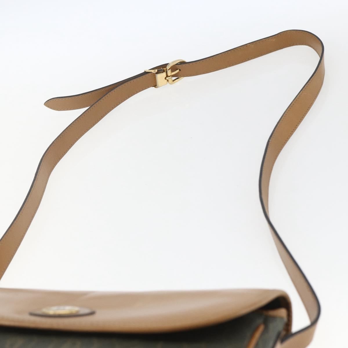 Christian Dior Vintage Honeycomb Flap Crossbody Bag Canvas and Leather, KHAKI, CANVAS, Shoulder bag