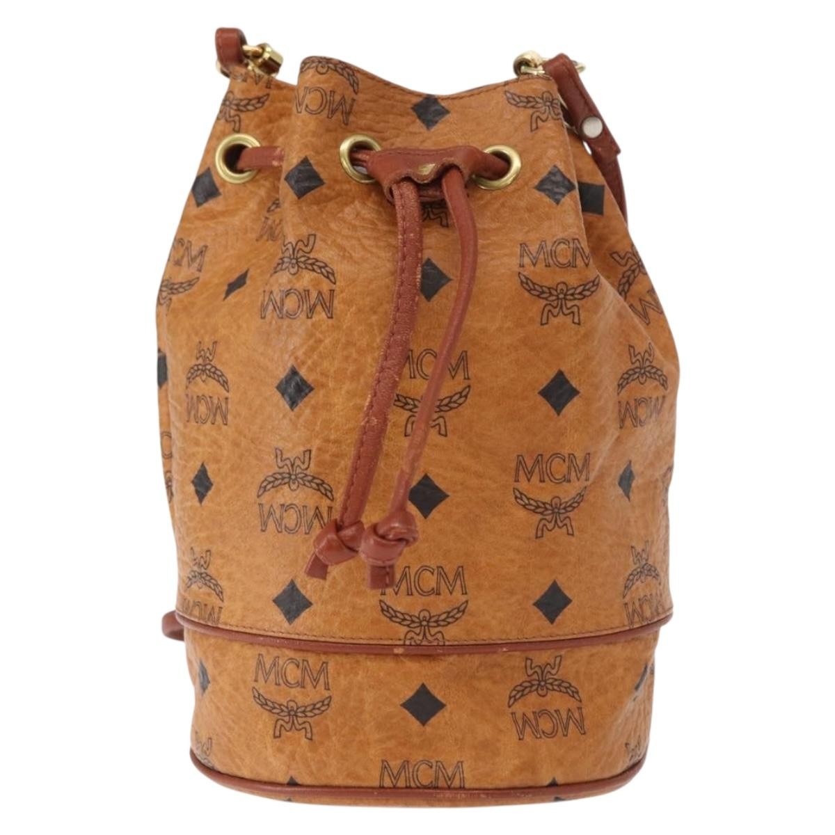 MCM Visetos Shoulder bag Canvas and Leather, BROWN, CANVAS, Shoulder bag