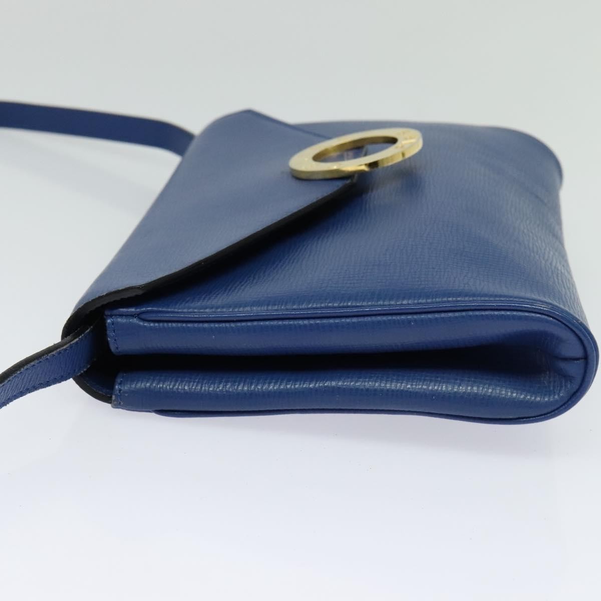 Celine Vintage Circle Logo Crossbody Bag Leather, BLUE, LEATHER, Crossbody bag