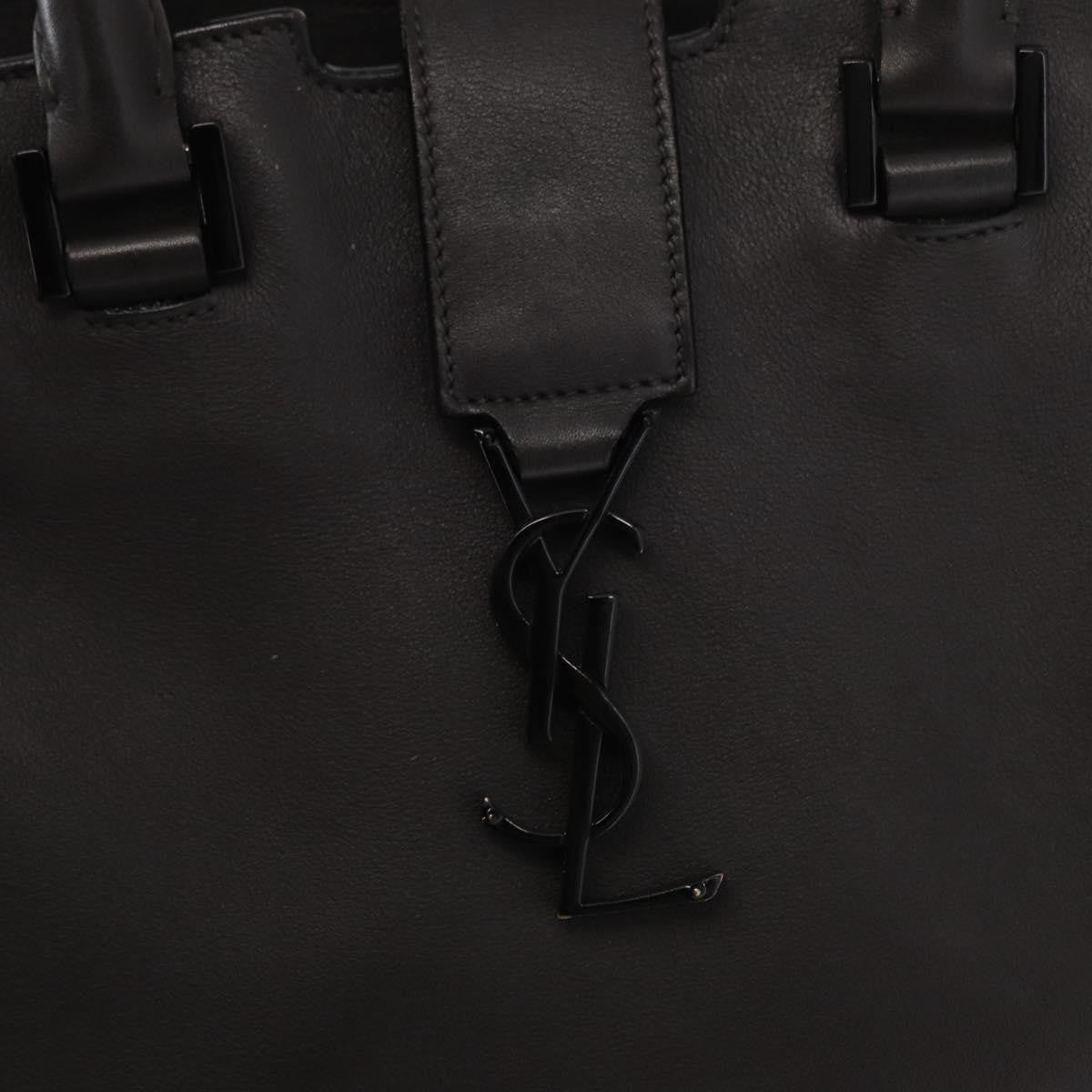 Saint Laurent Monogram Cabas Leather, GRAY, LEATHER, Tote bag