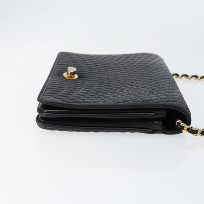 Bally Vintage Chain Shoulder Bag Quilted Leather, BLACK, LEATHER, Shoulder bag