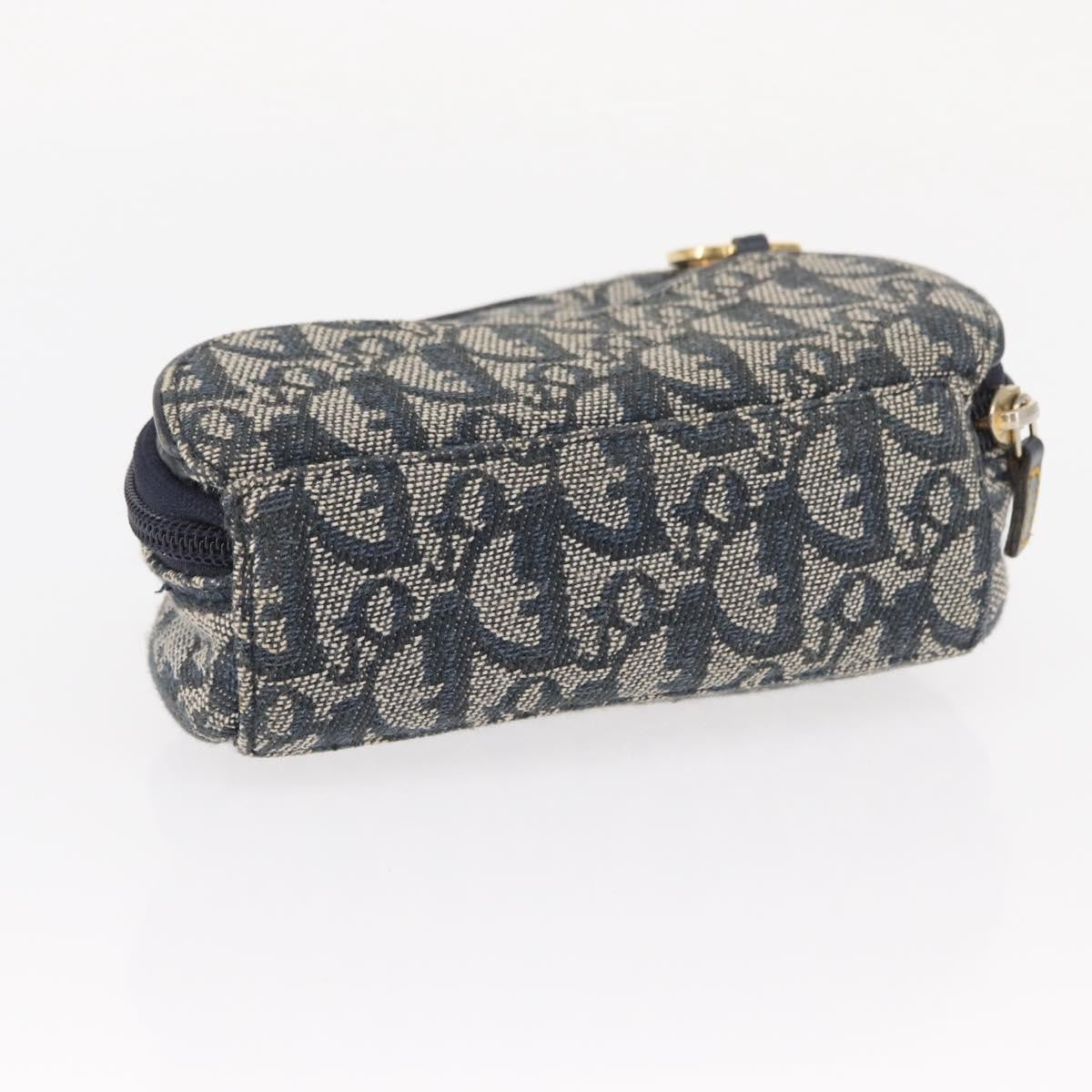 Christian Dior Saddle Zip Pouch Diorissimo Canvas, NAVY, CANVAS, Clutche & pouche